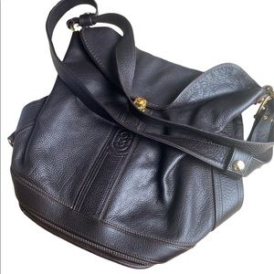 Marino Orlandi Brown Pebbled Leather shoulder crossbody bag